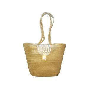 Beige Jute Striped Handbag