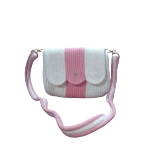 Pink and white sling hand bag